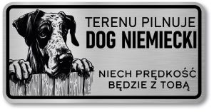 Tabliczka ostrzegawcza - Uwaga pies DOG NIEMIECKI
