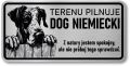 Tabliczka ostrzegawcza - Uwaga pies DOG NIEMIECKI