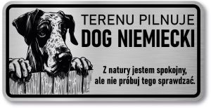 Tabliczka ostrzegawcza - Uwaga pies DOG NIEMIECKI