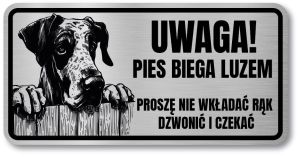 Tabliczka ostrzegawcza - Uwaga pies DOG NIEMIECKI