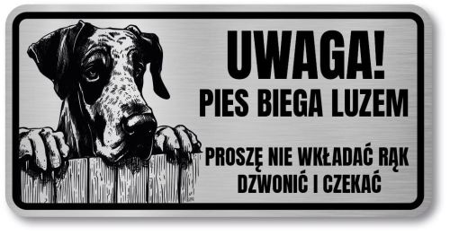Tabliczka ostrzegawcza - Uwaga pies DOG NIEMIECKI