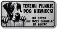 Tabliczka ostrzegawcza - Uwaga pies DOG NIEMIECKI