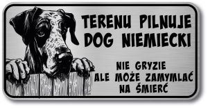 Tabliczka ostrzegawcza - Uwaga pies DOG NIEMIECKI