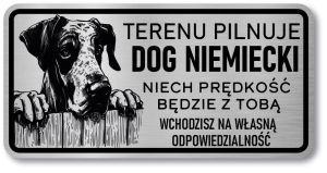 Tabliczka ostrzegawcza - Uwaga pies DOG NIEMIECKI