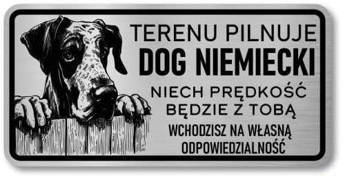 Tabliczka ostrzegawcza - Uwaga pies DOG NIEMIECKI