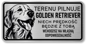 Tabliczka ostrzegawcza - Uwaga pies GOLDEN RETRIEVER