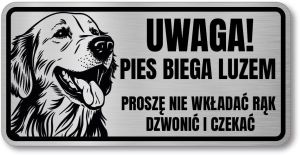 Tabliczka ostrzegawcza - Uwaga pies GOLDEN RETRIEVER