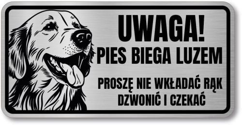 Tabliczka ostrzegawcza - Uwaga pies GOLDEN RETRIEVER