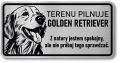 Tabliczka ostrzegawcza - Uwaga pies GOLDEN RETRIEVER