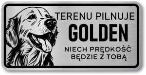 Tabliczka ostrzegawcza - Uwaga pies GOLDEN RETRIEVER