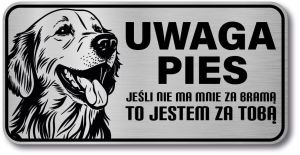 Tabliczka ostrzegawcza - Uwaga pies GOLDEN RETRIEVER