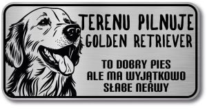 Tabliczka ostrzegawcza - Uwaga pies GOLDEN RETRIEVER
