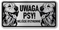 Tabliczka ostrzegawcza - Uwaga pies GOLDEN RETRIEVER 2 psy