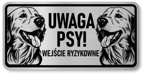 Tabliczka ostrzegawcza - Uwaga pies GOLDEN RETRIEVER 2 psy