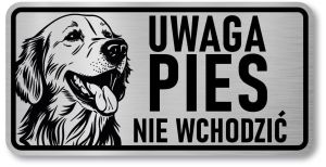Tabliczka ostrzegawcza - Uwaga pies GOLDEN RETRIEVER