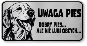Tabliczka ostrzegawcza - Uwaga pies GOLDEN RETRIEVER