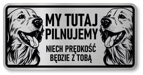 Tabliczka ostrzegawcza - Uwaga pies GOLDEN RETRIEVER 2 psy