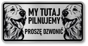 Tabliczka ostrzegawcza - Uwaga pies GOLDEN RETRIEVER 2 psy