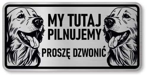 Tabliczka ostrzegawcza - Uwaga pies GOLDEN RETRIEVER 2 psy