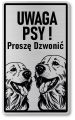 Tabliczka ostrzegawcza - Uwaga pies GOLDEN RETRIEVER 2 psy