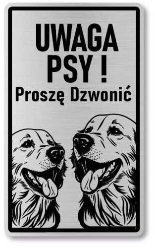 Tabliczka ostrzegawcza - Uwaga pies GOLDEN RETRIEVER 2 psy