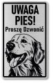 Tabliczka ostrzegawcza - Uwaga pies GOLDEN RETRIEVER