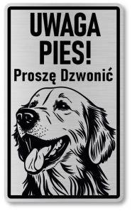 Tabliczka ostrzegawcza - Uwaga pies GOLDEN RETRIEVER