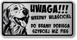 Tabliczka ostrzegawcza - Uwaga pies GOLDEN RETRIEVER śmieszna