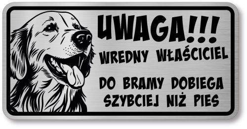 Tabliczka ostrzegawcza - Uwaga pies GOLDEN RETRIEVER śmieszna