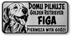 Tabliczka ostrzegawcza - Uwaga pies GOLDEN RETRIEVER z imieniem