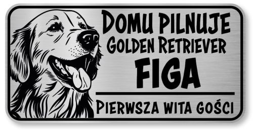 Tabliczka ostrzegawcza - Uwaga pies GOLDEN RETRIEVER z imieniem