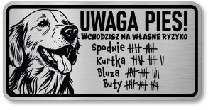 Tabliczka ostrzegawcza - Uwaga pies GOLDEN RETRIEVER śmieszna