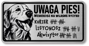 Tabliczka ostrzegawcza - Uwaga pies GOLDEN RETRIEVER śmieszna