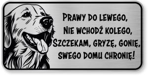 Tabliczka ostrzegawcza - Uwaga pies GOLDEN RETRIEVER śmieszna