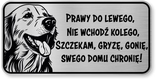 Tabliczka ostrzegawcza - Uwaga pies GOLDEN RETRIEVER śmieszna