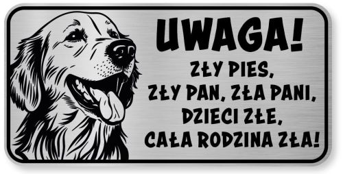 Tabliczka ostrzegawcza - Uwaga pies GOLDEN RETRIEVER śmieszna