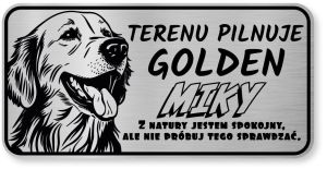 Tabliczka ostrzegawcza - Uwaga pies GOLDEN RETRIEVER z imieniem