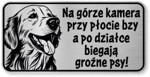Tabliczka ostrzegawcza - Uwaga pies GOLDEN RETRIEVER śmieszna