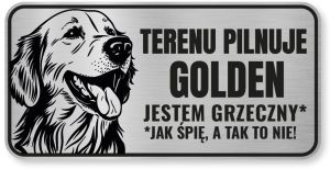 Tabliczka ostrzegawcza - Uwaga pies GOLDEN RETRIEVER śmieszna