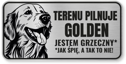 Tabliczka ostrzegawcza - Uwaga pies GOLDEN RETRIEVER śmieszna