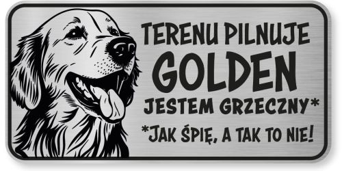 Tabliczka ostrzegawcza - Uwaga pies GOLDEN RETRIEVER śmieszna