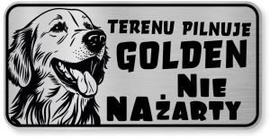 Tabliczka ostrzegawcza - Uwaga pies GOLDEN RETRIEVER śmieszna