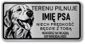 Tabliczka ostrzegawcza - Uwaga pies GOLDEN RETRIEVER z imieniem