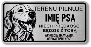Tabliczka ostrzegawcza - Uwaga pies GOLDEN RETRIEVER z imieniem