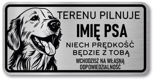 Tabliczka ostrzegawcza - Uwaga pies GOLDEN RETRIEVER z imieniem