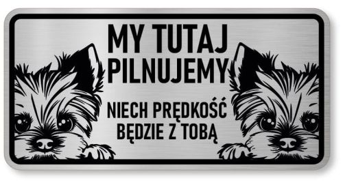 Tabliczka ostrzegawcza - Uwaga pies York 2 psy