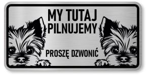 Tabliczka ostrzegawcza - Uwaga pies York 2 psy