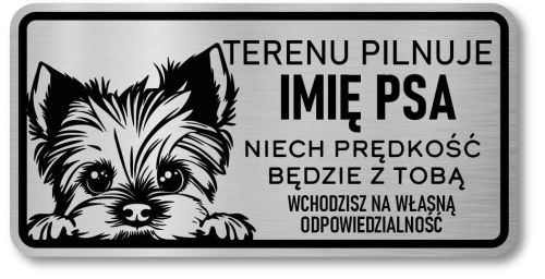 Tabliczka ostrzegawcza - Uwaga pies York z imieniem