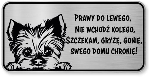 Tabliczka ostrzegawcza - Uwaga pies York śmieszna