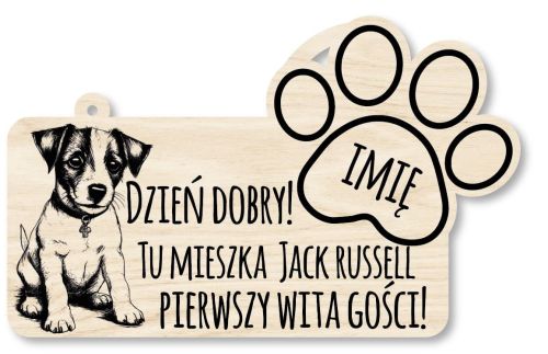 Drewniana tabliczka dekoracyjna JACK RUSSELL z imieniem